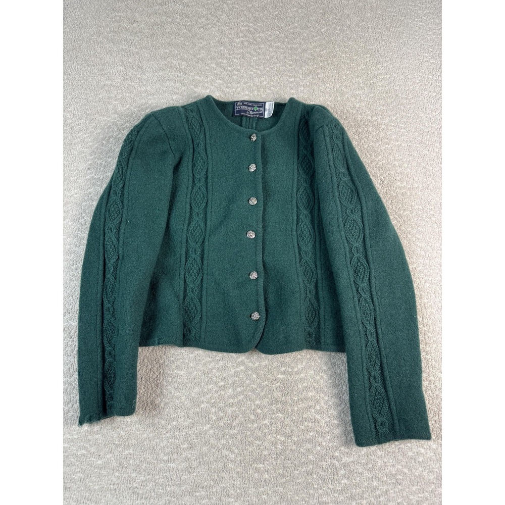 Vintage Woodstock By‎ Bennard Sweater Womens 40 Green Wool Cardigan Jacket 80s